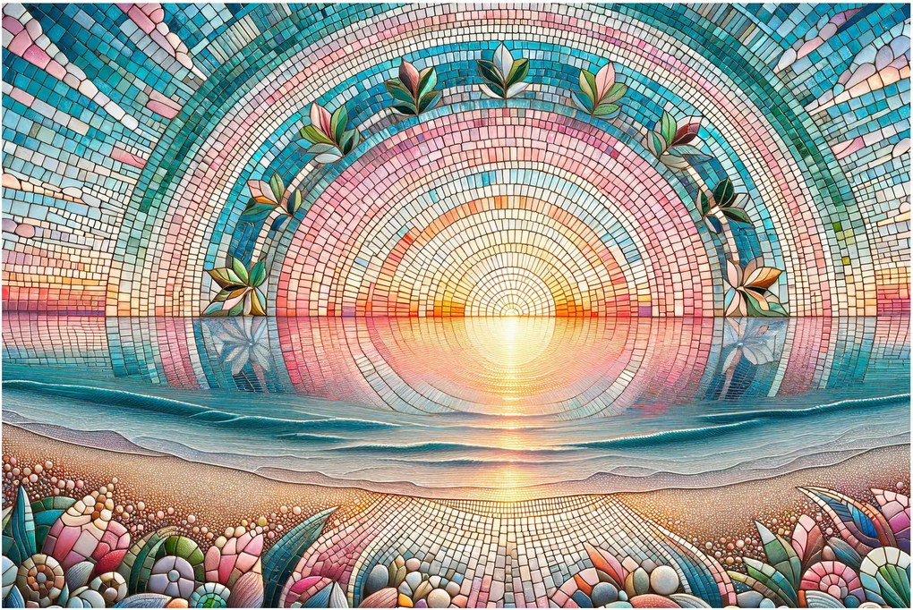 Kép – Naplemente mozaik (90x60 cm)