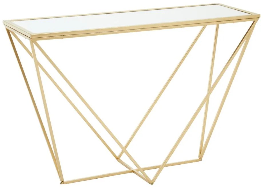 Aranyszínű konzolasztal üveg asztallappal 40x120 cm Farran – Premier Housewares