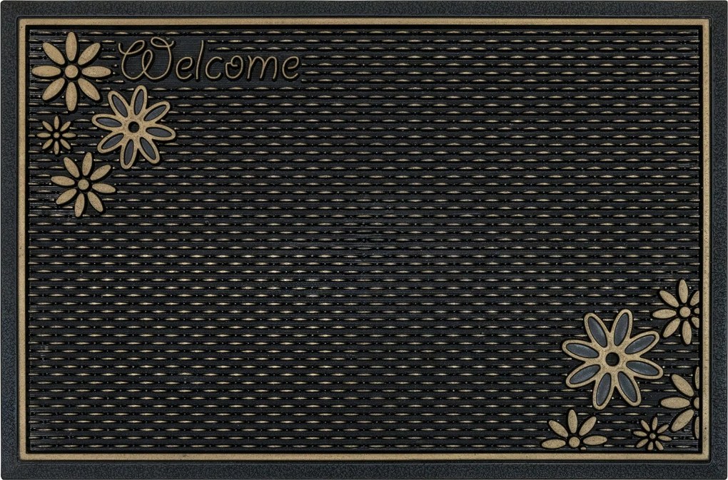 Lábtörlő Tartós Cipőbejárat Barna Fekete Virágmintás 40x60 cm