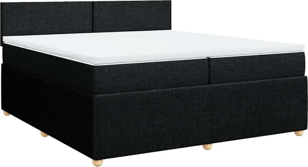vidaXL fekete szövet rugós ágy matraccal 200 x 200 cm