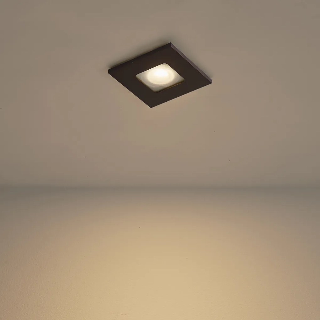6 darabos modern süllyesztett spotlámpa szett sötét bronz négyzet alakú IP44 - Qure
