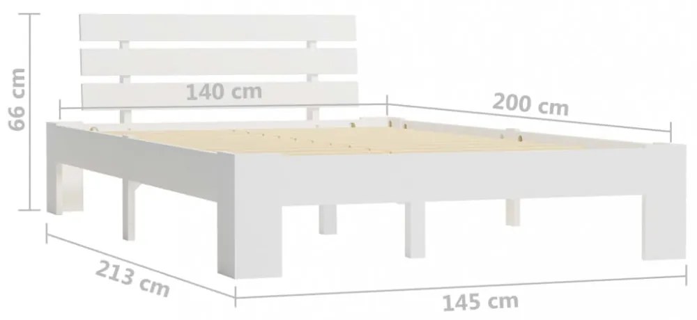 fehér tömör fenyőfa ágy matrac nélkül 140 x 200 cm