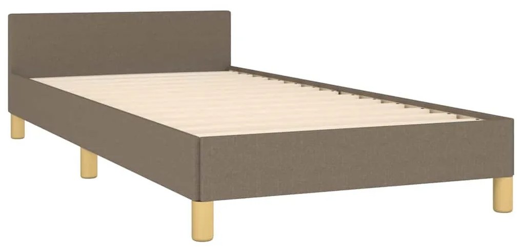tópszínű szövet ágykeret fejtámlával matrac nélkül 80 x 200 cm