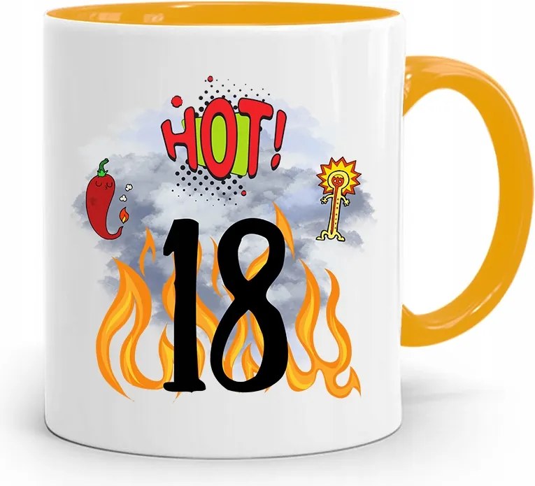 Születésnapra 18 18. 18. Bögre Sárga Ajándék fényképes nyomattal