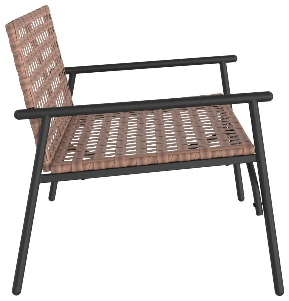 Kerti Pad Fekete 113x79x75 cm Poli Rattan