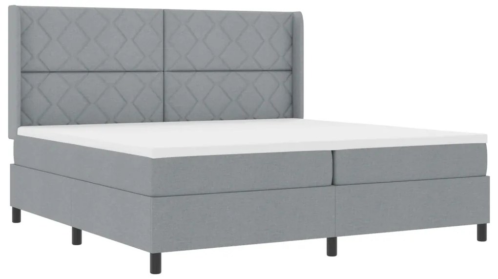 Boxspring Ágy Matraccal & LED Fény Szürke 200x200 cm Szövet