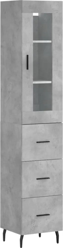 vidaXL betonszürke szerelt fa magasszekrény 34,5x34x180 cm