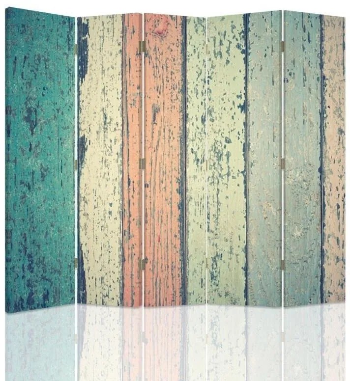 Gario Paraván Színes rusztikus tábla Méret: 180 x 170 cm, Kivitelezés: Forgó paraván 360°
