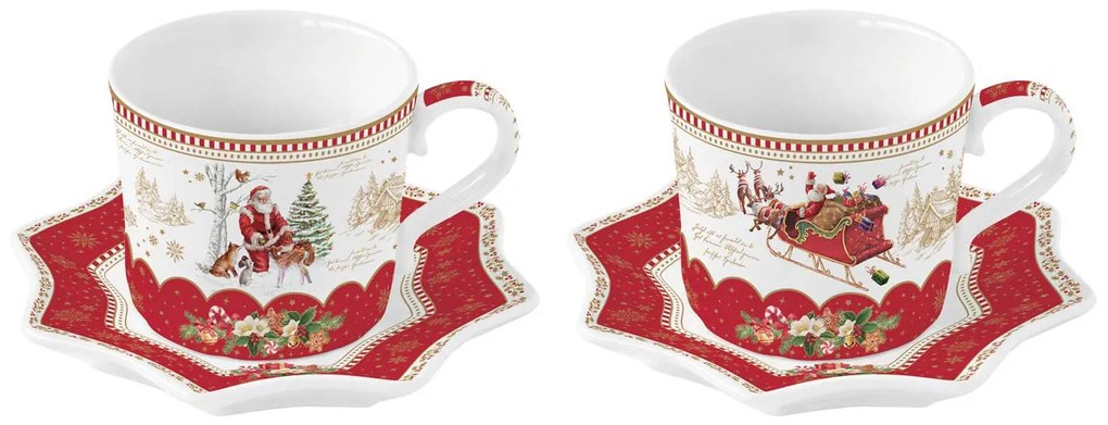 Karácsonyi télapós porcelán eszpresszó csésze szett díszdobozban Christmas Memories