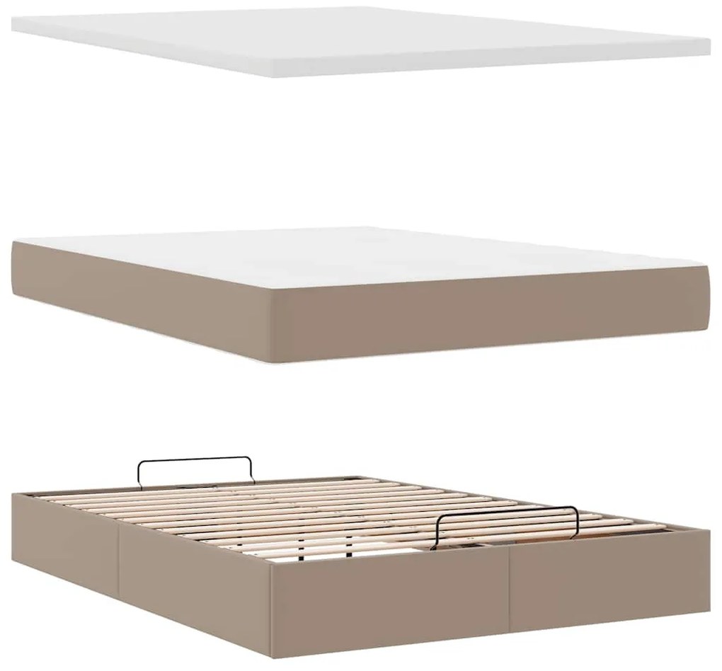 Ottomán ágykeret matraccal Cappucino 140x200cm műbőrrel