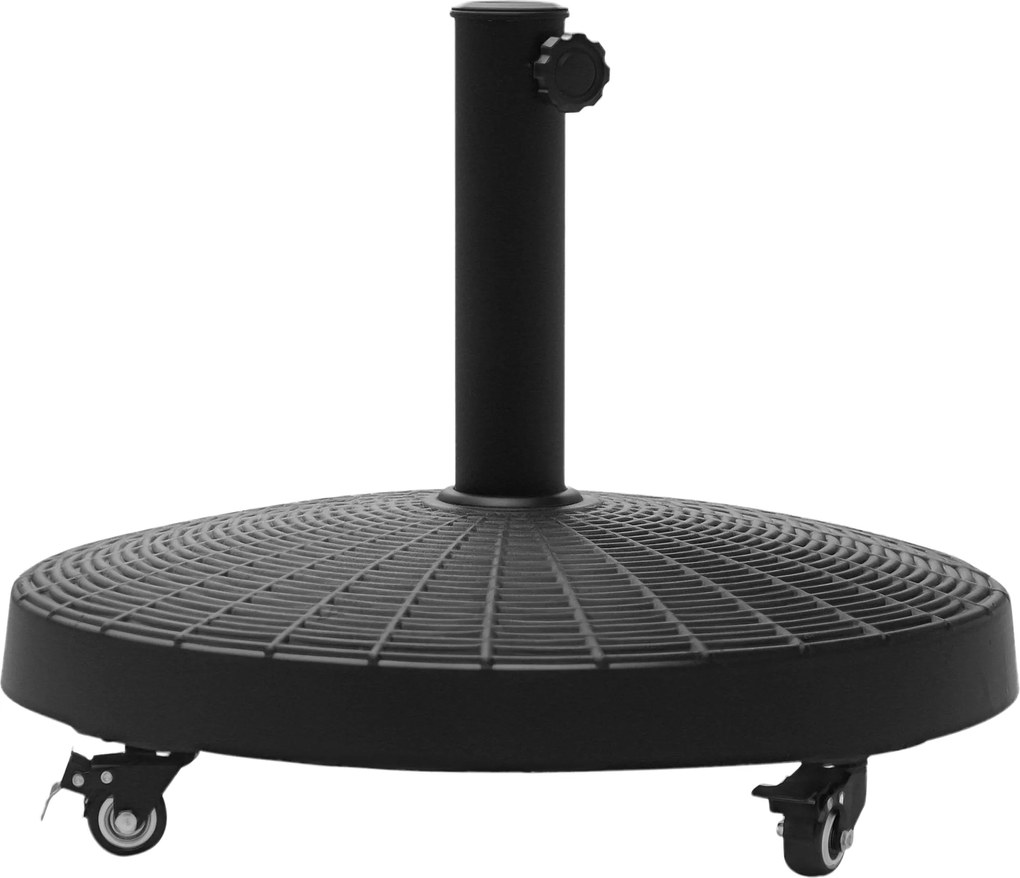 Outsunny Napernyőállvány 25 kg-s kerékkel, kerek rattan-szerű talapzattal, Ø38/48 mm napernyő oszlopokhoz, kerthez, erkélyhez, fekete | Aosom
