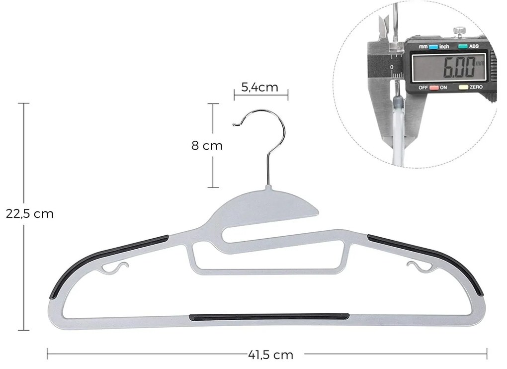 Csúszásmentes vállfa, műanyag ruhaakasztók, 50 db