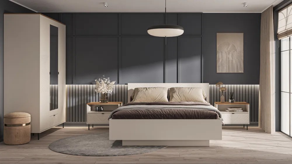 Éjjeliszekrény, kasmír/castello tölgy, EYCO 1S