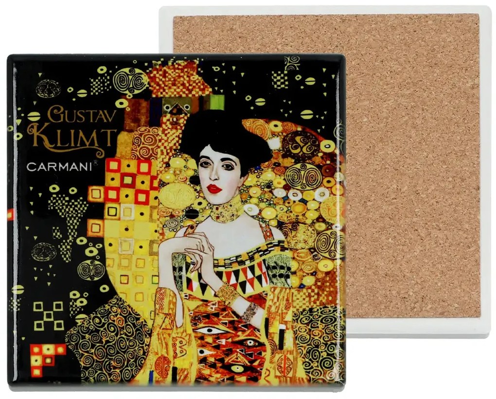 Kerámia poháralátét parafa aljjal Gustav Klimt Adele Bloch