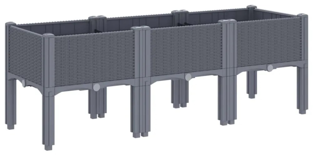 szürke PP rácsos kerti ültetőláda 120 x 40 x 42 cm