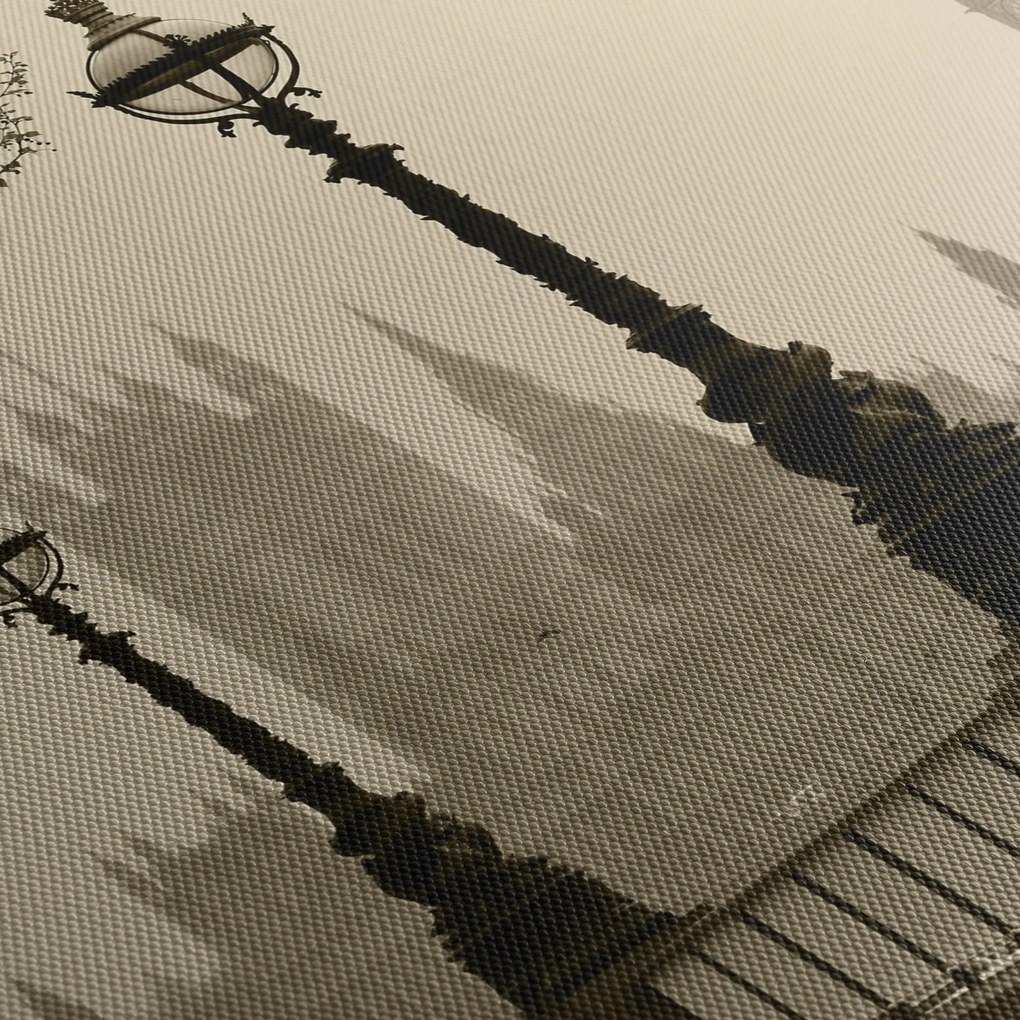 Kép - London a ködben, Anglia (órával) (90x30 cm)