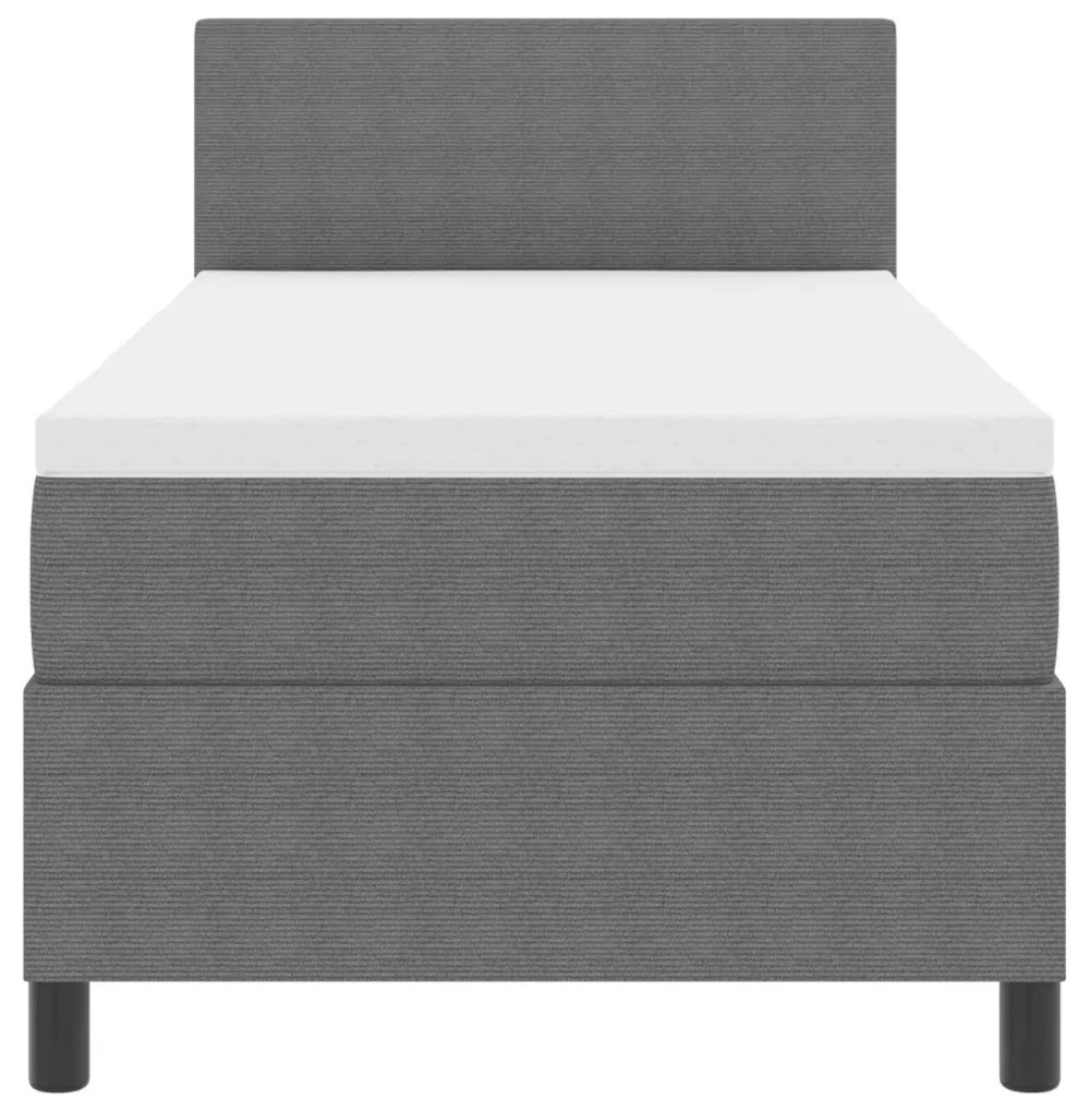 Boxspring ágy matraccal, világosszürke, 90x200 cm, kordbársony