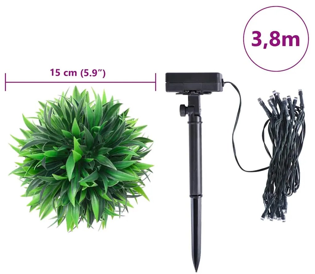 4 db zöld mesterséges boxwood gömbök LED fényekkel 15 cm