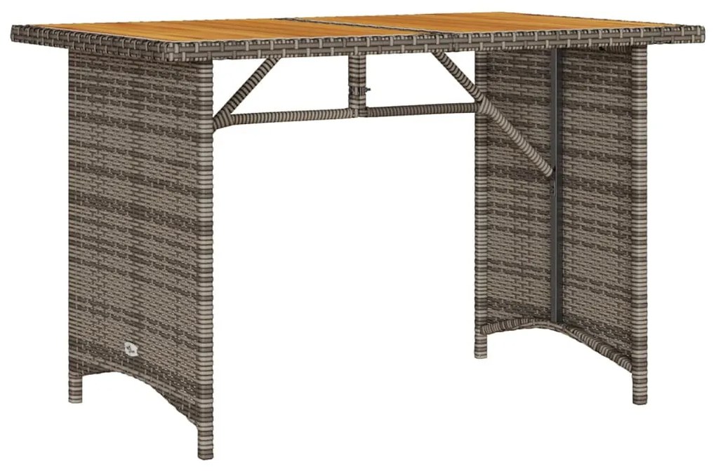 szürke polyrattan falapos kerti asztal 110x68x70 cm