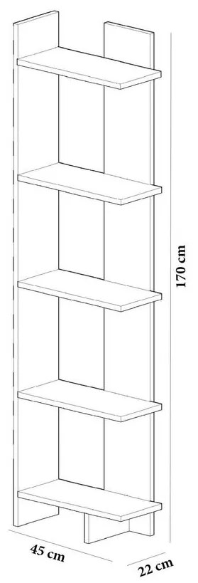 könyvespolc Als - Teak, White