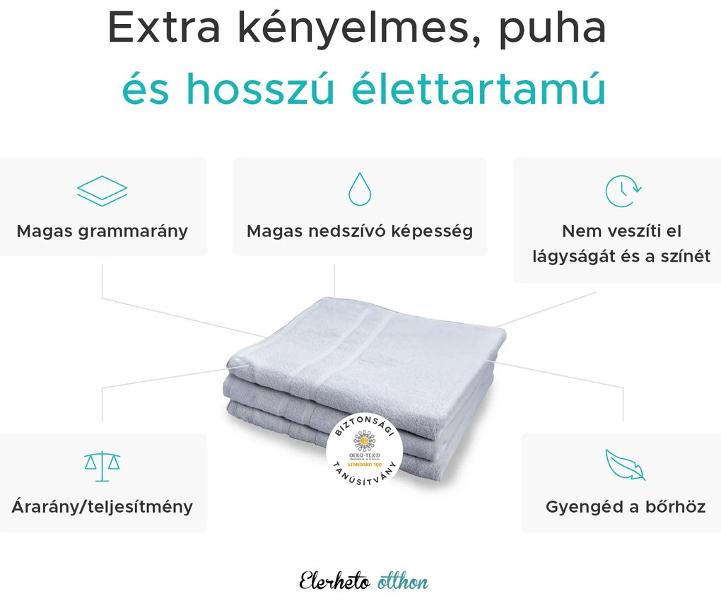 Deluxe fehér szállodai fürdőlepedő 100x200 cm, 100% pamut