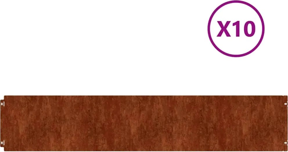 vidaXL 10 db rugalmas corten acél gyepszegély 20 x 103 cm