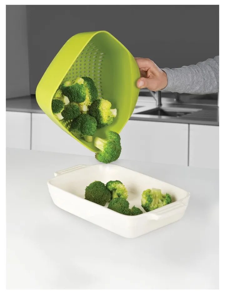 Square Colander nagy zöld tésztaszűrő - Joseph Joseph