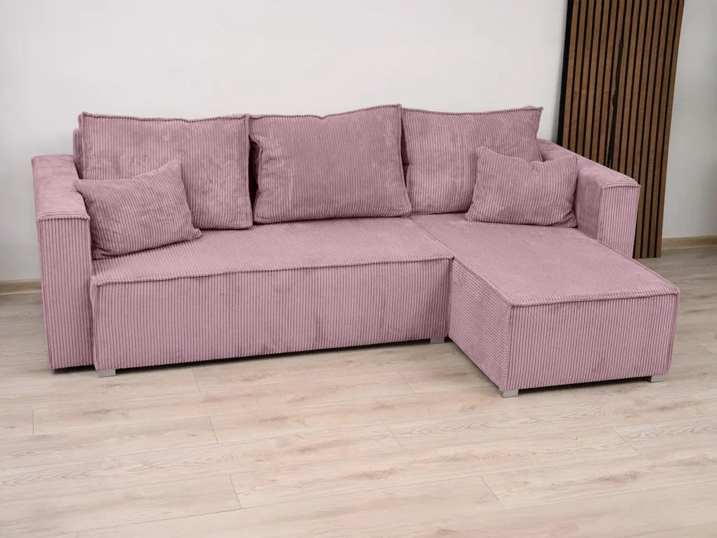 Világoslila sarokkanapé SMART COSARO, kétoldalas + 2 párna AJÁNDÉK