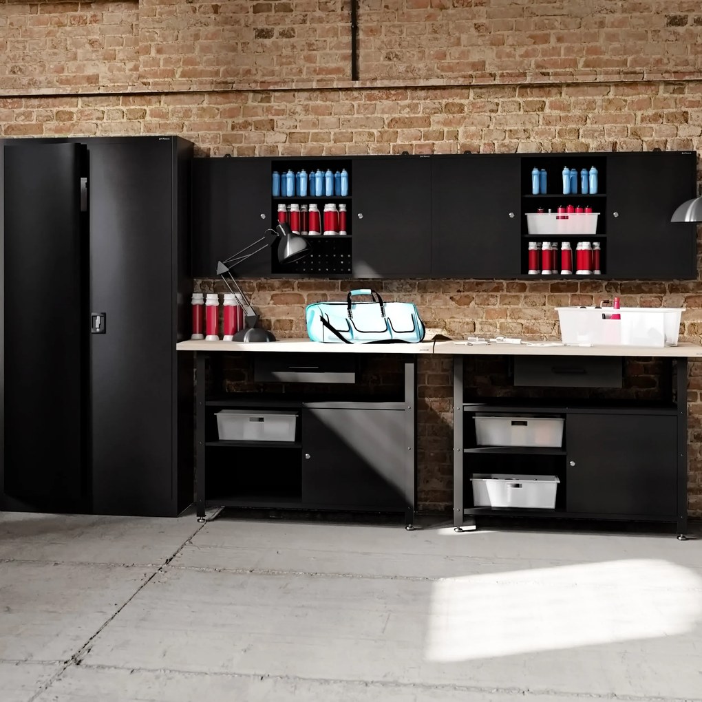 Függesztett műhelyszekrény, fekete, 1200x600x200 mm: BEN All Black