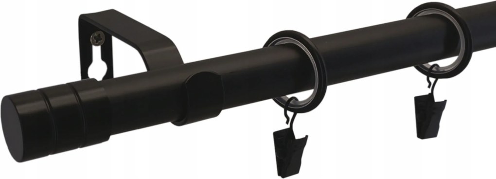 Függönykarnis Szimpla Fém loft fekete színű matt mix végek 19 mm 140 cm