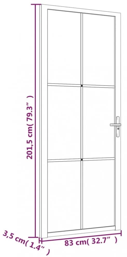 fehér matt üveg és alumínium beltéri ajtó 83 x 201,5 cm