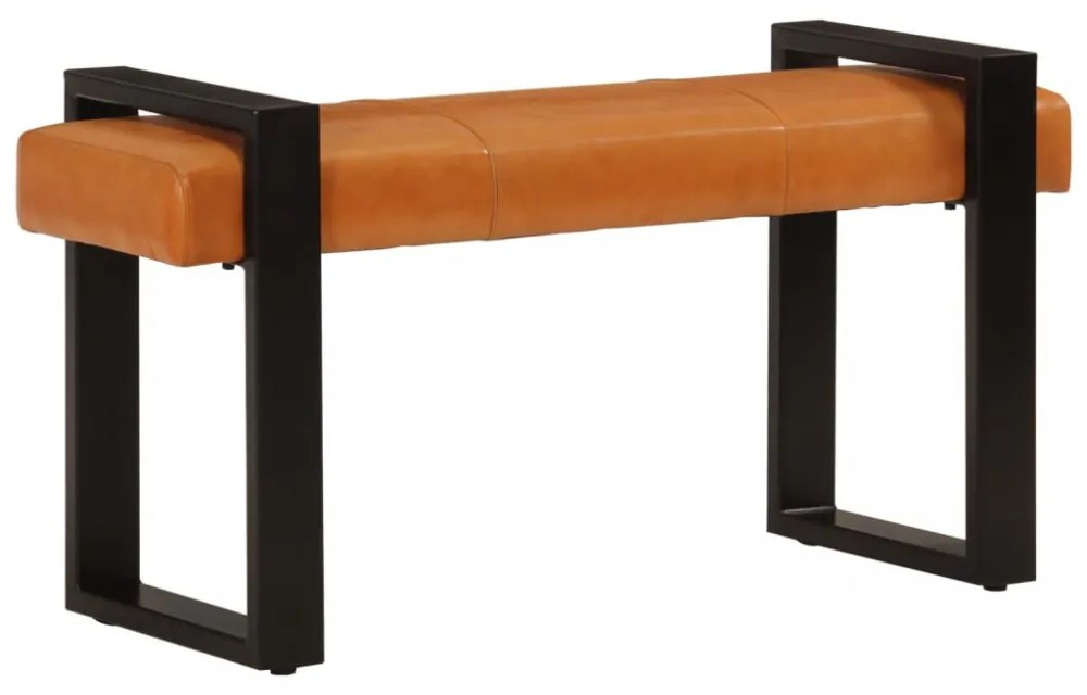 fekete-barna valódi kecskebőr pad 110 cm