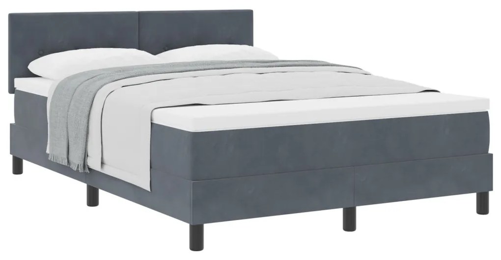 Boxspring Ágy Matraccal Sötétszürke 140x190 cm Bársonyos