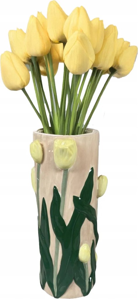 Virágcsokor Váza 28cm Tulipán kerámia henger tavaszi nagy