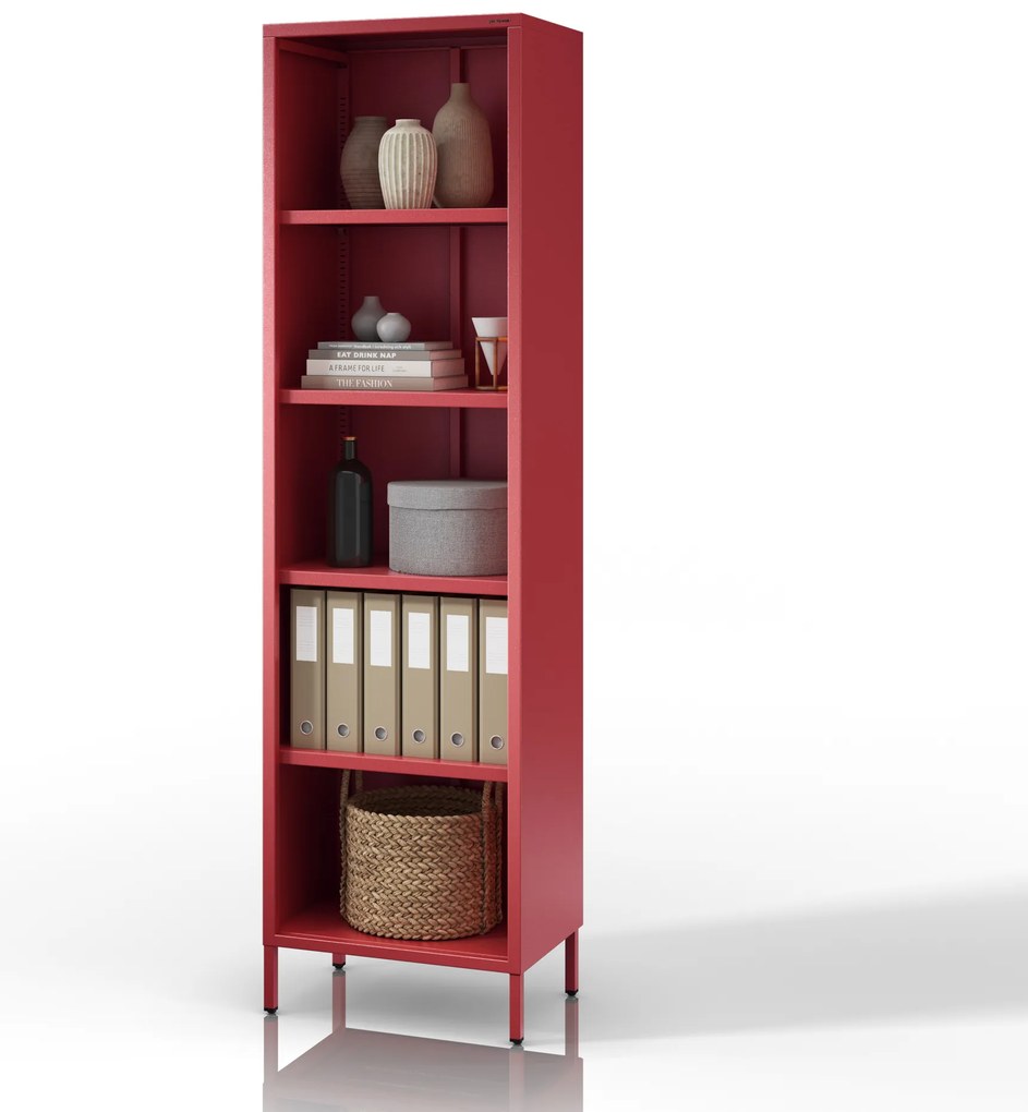 Könyvespolc MARIO, 500 x 1800 x 350 mm, Modern: piros