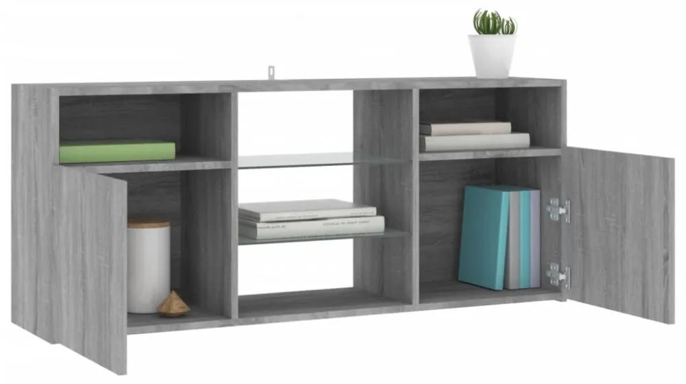 szürke sonoma színű LED-es TV-szekrény 120 x 30 x 50 cm