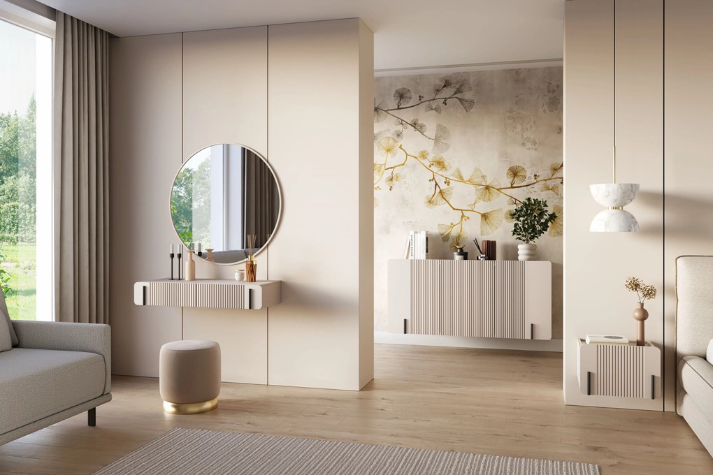 Malmi fali éjjeliszekrény 45 cm fiókkal - kasmír / fekete