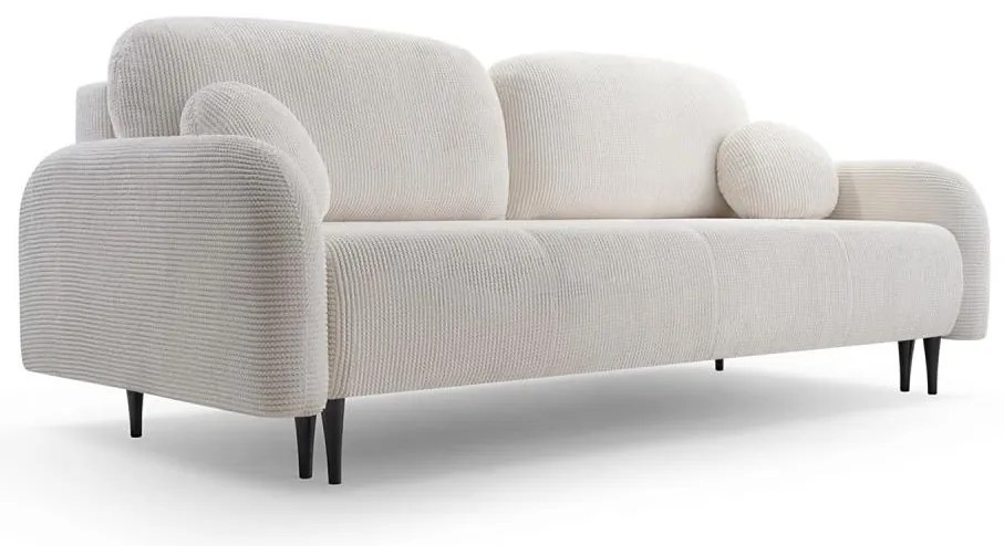 Kihúzható kárpitozott háromszemélyes kanapé CLOUDY, krémszínű