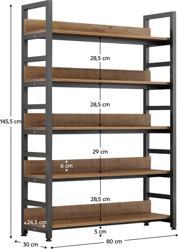 Polcállvány, sötét tölgy/fekete, JANEL TYP 1