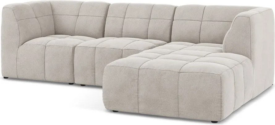 Bézs bársony sarokkanapé (jobb oldali-heverő résszel) Aloha – Makamii