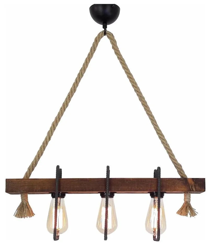 Kábelcsillár KUTUK 3xE27/40W/230V, fenyő