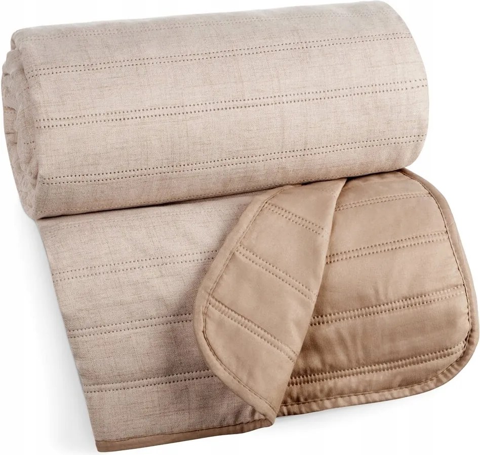 Dekoratív ágytakaró Selen 170x210 sárgabarack csíkos steppelt