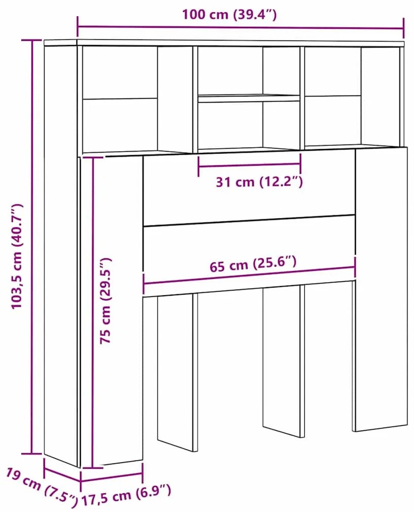 Fejhajtó szekrény polcokkal fejtámlával Musta tammi Műanyag Fa