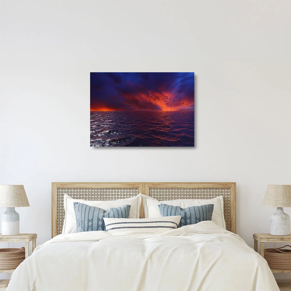 Tengeri kép a madarakkal (üvegen) (70x50 cm)
