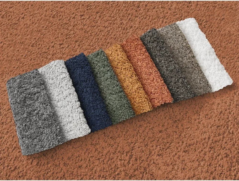 Narancssárga buklé kinyitható-tárolóhelyes sarokkanapé (jobb oldali-heverő résszel) Montaigne – Bobochic Paris