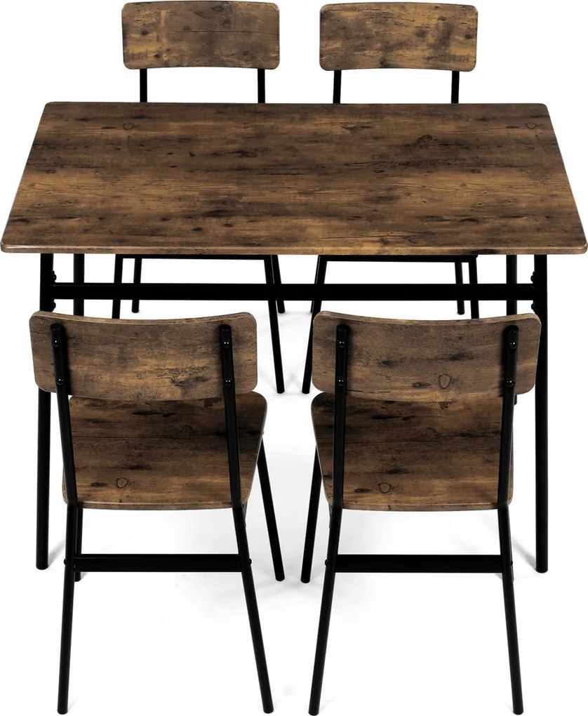 Étkezőgarnitúra 4 székkel 110 × 70 × 76 cm MDF öreg fa AUT-O2155 OLW