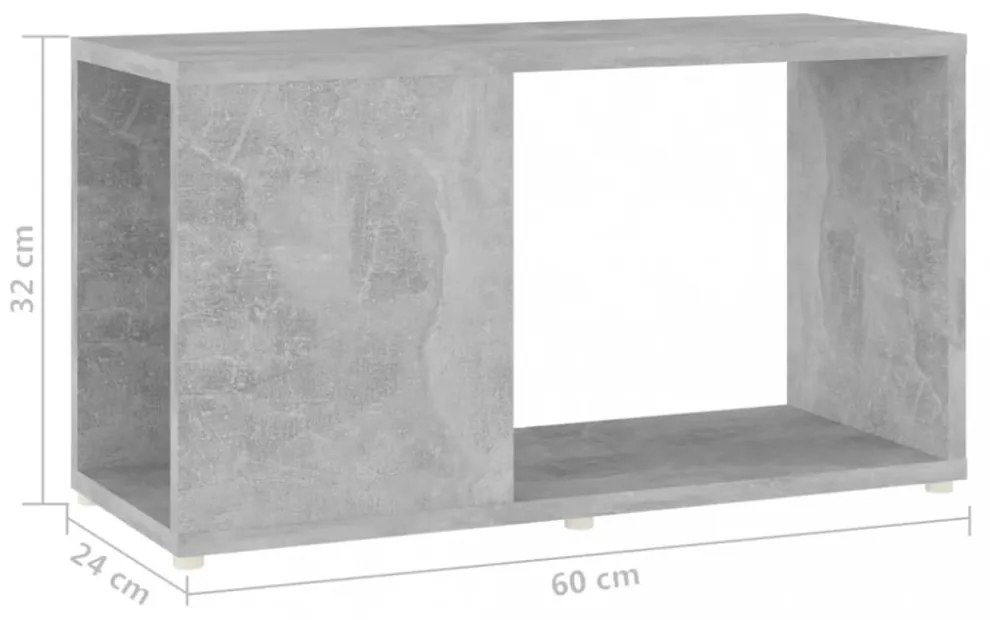 betonszürke szerelt fa TV-szekrény 60 x 24 x 32 cm