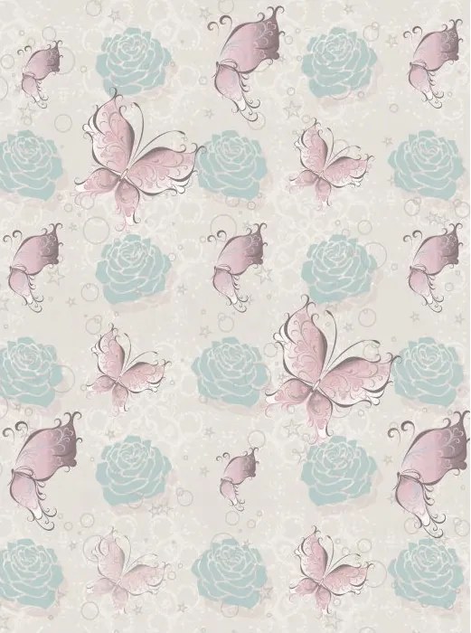 Flizelin fotótapéta Pillangók és rózsák Pasztell elegancia 206x275 +ragasztó
