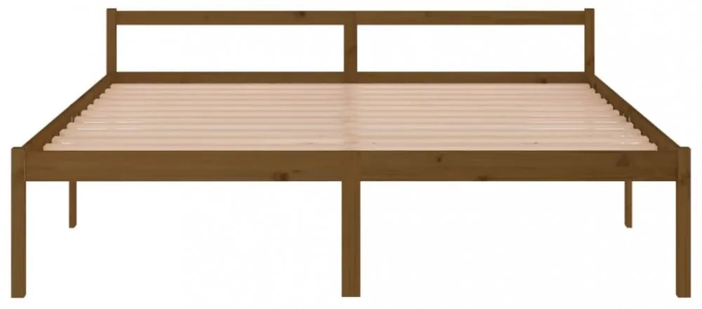 mézbarna tömör fenyőfa ágy időseknek 200 x 200 cm