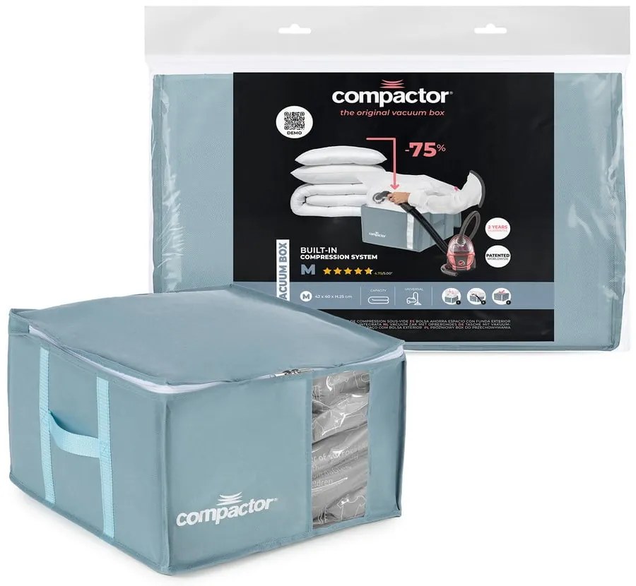 Vákuumos műanyag ruhatároló doboz 42x40x25 cm Blue Edition – Compactor